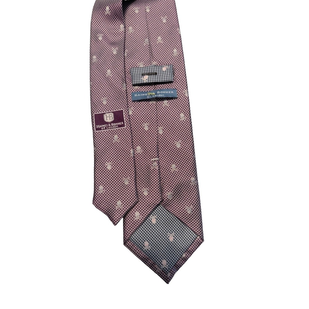 Haines & Bonner Mens Purple Geometric Medallion Silk Tie Handmade Necktie